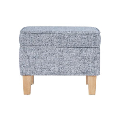 HomePop 22" Medium Tufted Storage Ottoman - Blue Gray Woven Fabric - color: Blue Gray Woven Fabric