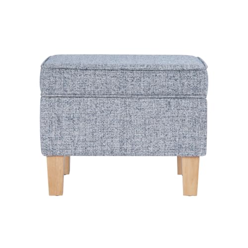 HomePop 22" Medium Tufted Storage Ottoman - Blue Gray Woven Fabric - color: Blue Gray Woven Fabric