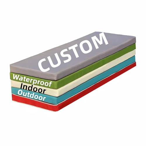 SINCERE Custom Bench Cushions for Indoor Outdoor Furniture, Bay Window Seat Sofa Cushion Replacement,Non-Slip Waterproof Deep Seating Pillow for Patio Chair Chaise,Cut to Size Daybed Foam Mattress Pad - color: Custom Cushions
