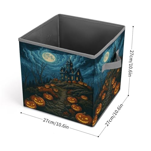 Halloween Castle Pumpkins Foldable Storage Box with Handle Organizer Containers for Home Office Clothes Office Supplies - color: style-6