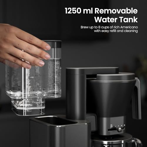 Kismile SCA-Certified 8 Cup Drip Coffee Maker, Pour Over Coffee Machine with 3s Instant Heat 197–205℉, Adjustable Flow Control, Removable Water Tank, Deep Cold Brew & 40 Min Keep Warm (Black) - color: Black