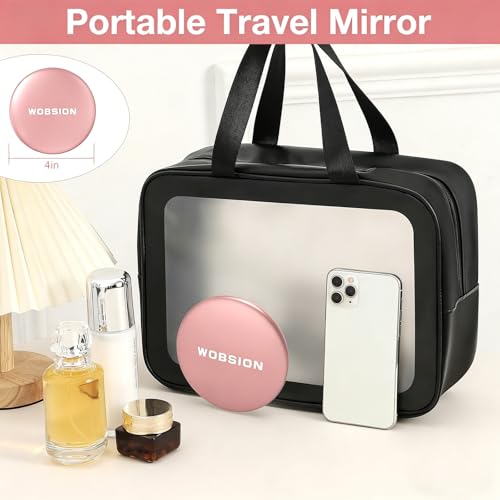wobsion 10X Magnifying Tabletop Mirror, Touch Dimmable, 3 Color Temperature Adjustment, Auto Light Off, Rechargeable, Compact 4 inch x 0.8 inch - color: 4inch Rechargeable Rose Gold