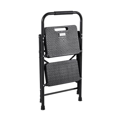 VEVOR 2 Step Ladder, Folding Step Stool with Wide Anti-Slip Pedal and Comfort Handgrip, Lightweight 600 lbs Capacity Portable Steel Ladder, Multi-Use for Kitchen, Home, Household and Office, Black - size: 18.3x20.5x30.3in/465x520x770mm(Expanded)