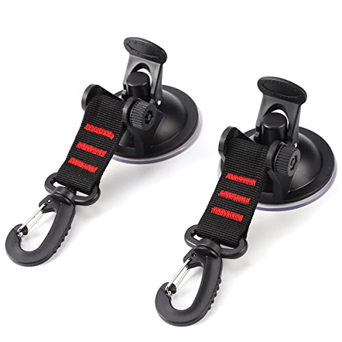 4PCS Heavy Duty Suction Cups with Hooks, Car Camping Tie Down Tarp Accessory, Strong Power Viscous Silicone and Securing Hook, Universal for Car Awning, Boat, Camping Trap (Red) - color: Red