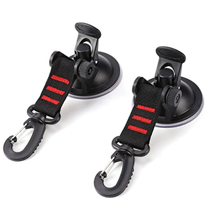 4PCS Heavy Duty Suction Cups with Hooks, Car Camping Tie Down Tarp Accessory, Strong Power Viscous Silicone and Securing Hook, Universal for Car Awning, Boat, Camping Trap (Red) - color: Red