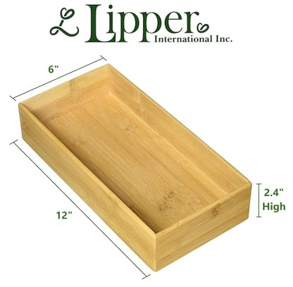 Lipper International 8385 Bamboo Wood Stacking Drawer Organizer Box, 12" x 6" - size: Large, 12" x 6"
