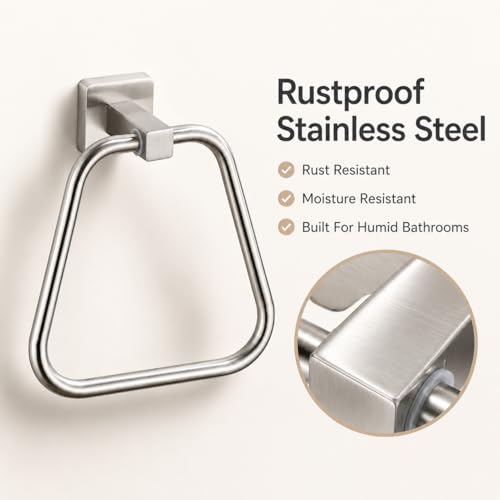 Brushed Nickel Towel Ring for Bathroom, Kitchen Bath Towel Holder Hangers Wall Mount Heavy Duty Stainless Steel - color: Brushed Nickel, size: 1 Pack