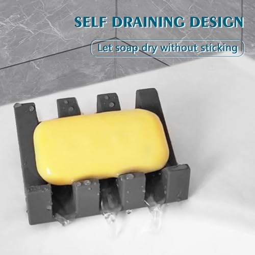 Soap Dish Holder for Shower with Suction Cup, Silicone Soap Holder & Saver Self-Draining Bar Soap Dish Keeps Soap Dry for Bathroom, Kitchen, Bathtub (N-Grey - 3 Pack) - color: N-grey - 3 Pack