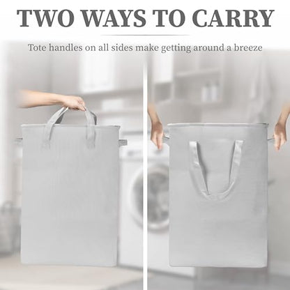 BROOKSTONE, Slim Laundry Hamper with Handles, Perfectly Sized for Everyday Use, Foldable Travel Laundry Bag for Dirty Clothes, Laundry Basket for Dorms and Bedrooms