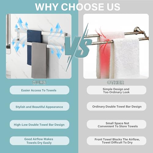 Alise Double Towel Bar, 32" Towel Racks for Bathroom Wall Mounted SUS304 Stainless Steel, Quick Drying Bathroom Towel Holder, Long Heavy Duty Towel Hanger, Polished Chrome - color: Polished Chrome, size: 32-inch