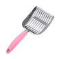 WePet Cat Litter Scoop, Aluminum Alloy Sifter, Kitty Metal Scooper, Deep Shovel, Long Handle, Poop Sifting, Kitten Pooper Lifter, Durable, Heavy Duty, for Litter Box - color: POLISHED Aluminum \ #10 Pink Handle, size: Small