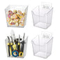 Clear Adhesive Wall Storage Bins, 4 Pack Cabinet Door Organizer Holders, Hanging Wall Mount Pockets, Plastic Cups for Shower Bathroom Makeup Office Craft Remote Kitchen Sink RV Organization (Large) - size: Large