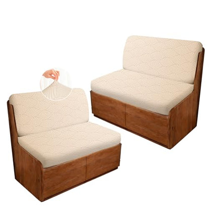 RV Dinette Cushion Covers, 4PCS Leaf RV Couch Cover, Camper Cushion Covers, Camper-rv Sofa Cover for Couch, Bench Seat & Dinette Booth Cushions(Beige White,[39.4" to 49.2"]×[19.7" to 25.6"]) - color: Leaf/Beige White/4pcs