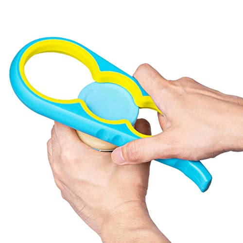Jar Opener, Bloss Non Slip Jar Bottle Opener Jar Gripper for Weak Hands, Seniors With Arthritis and Children, 4 in 1 Multi-Function Colorful Can Opener Kitchen Tool Get Lids Off Easily, Blue Yellow - color: Blue Yellow