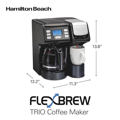 Hamilton Beach FlexBrew Trio 2-Way Coffee Maker, Compatible with K-Cup Pods or Grounds, Combo, Single Serve & Full 12c Pot, Black - Fast Brewing (49902) - color: Black, Fast Brewing, Removable Reservoir
