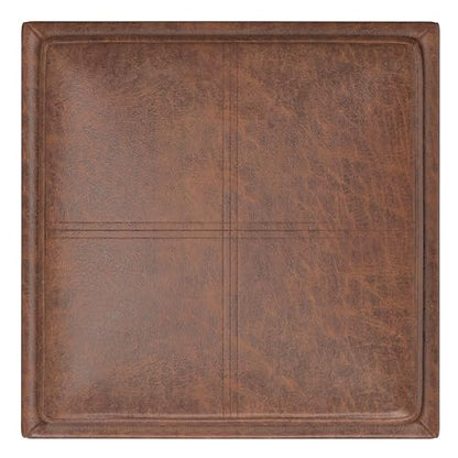 SIMPLIHOME Rockwood Cube Storage Ottoman with Tray - 17" Wide x 17" High Upholstered Vegan Leather Square Storage Ottoman in Distressed Saddle Brown, Contemporary Cube Ottoman with Serving Tray - color: Distressed Saddle Brown
