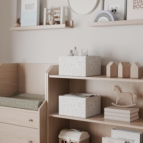 RGI Home Decorative Storage Bins, Set of 2 Rectangular Greyboard Zoo Animal Organizer Baskets for Nursery, 10" L x 9" W x 6" H, Foldable, Durable and Stylish Storage Solution, Vapor Blue on White - style: 2-Pack Zoo Nursery