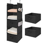 MAX Houser 5 Tier Shelf Hanging Closet Organizer, Cloth Hanging Shelf with 2 Sturdy Hooks for Storage, Foldable (Black-D2) - color: Black-d2