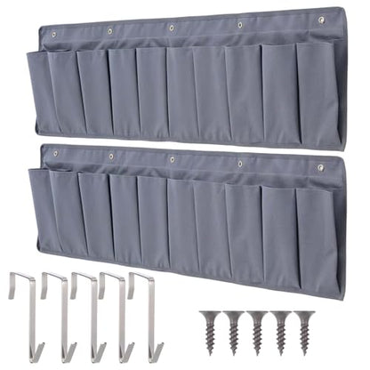 2 Pcs RV Shoe Pockets 10 Pockets Heavy Hanging Bedside Storage Organizer Bedside Shoe Organizer with Sturdy Hooks Storage Pocket Hangs on bed for Shoes Toys and Tool Accessories