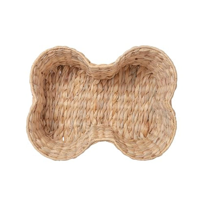 Water Hyacinth Dog Toy Basket, Bone Shaped Dog Toy Storage Basket, Pet Toys Organizer Bin, Handmade 16" x 13" x 7"