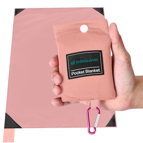 Odoland Sandproof Beach Blanket, Waterproof Portable Mat with Carry Pouch | 63“x43” Quick Drying & Foldable Lightweight Sand Free Beach Mat for Hiking, Camping, Travel, Pink - color: Pink, size: 43.3" x 63"(1-2 People)