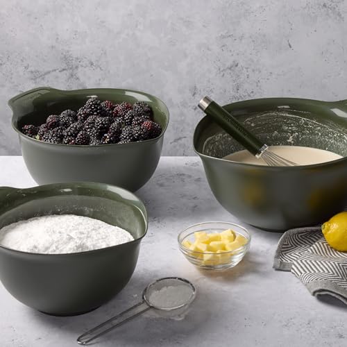 KitchenAid Universal Nesting Plastic Mixing Bowls, Set of 3, 2.5 quart, 3.5 quart, 4.5 quart, Evergreen - color: Evergreen, size: Set of 3