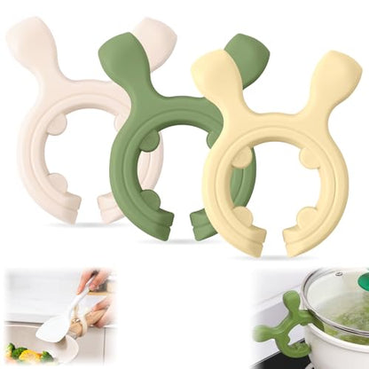 Multifunction Silicone Pot Handle Spatula Rack, 2026 Non-Slip Spoon Holder, Kitchen Gadgets, Steam Releaser,Utensil Anti Scalding Pot Clip for Cooking Accessories (1, 3 Color)