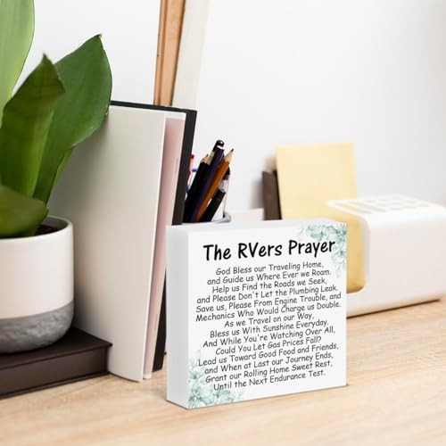 Christian Camper Box Sign Decor the Rvers Prayer Wood Block Sign RV Decorations for Inside Camper