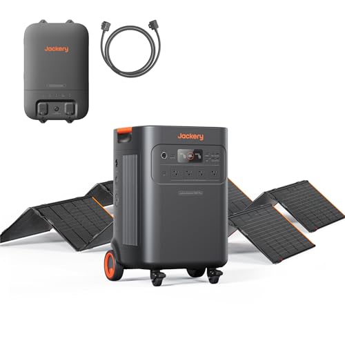 Jackery Solar Generator 5000 Plus Portable Power Station with 2x 500W and Smart Transfer Switch, 5040Wh Power Station, 7200W AC Output Solar Generator for Home Use, Emergency Backup - style: Explorer 5000 Plus+2x500X+STS