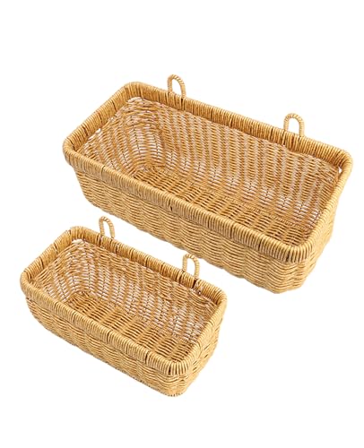AceList Wall Hanging Basket, Boho Style Hand-Woven Hanging Storage Baskets - Set of 2, Ideal for Boho Room Decor, Kitchen, Garden, and Living Room - color: logs, size: 2 pc (large)