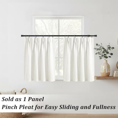 Lino Rosa White Bathroom Window Curtain, Pinch Pleated Laundry Room Curtains for Windows, 24" W x 20" L - color: White, size: 24"W x 20"L (Pack of 1)