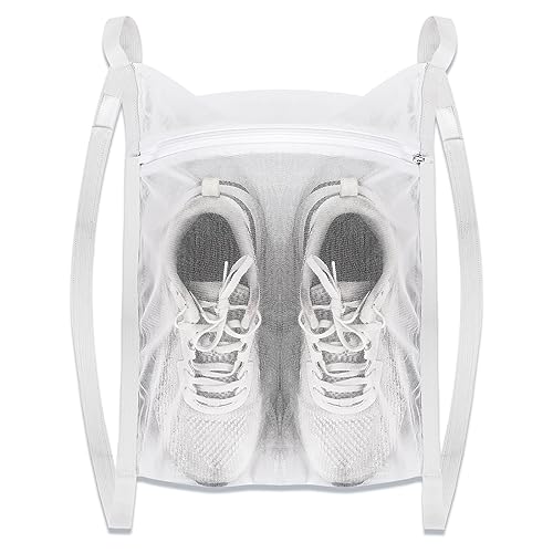 Laundry Bags,Sneaker Wash & Dry Net Bag for Dryer Sneaker Laundry Bags Large HoneyComber Mesh Bags with Zipper and Strap for Shoes Sneaker Washing Mesh Net for Most Dryers Door 15.7" Large