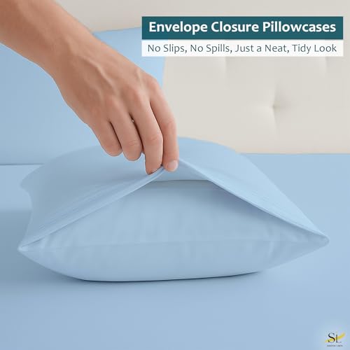 Shreem Linen Luxury 4 Piece Microfiber RV Sheet Set, Deep Pocket Fits Up to 10 inch, Soft, Wrinkle-Resistant, Camper, Travel Trailer Bedding, RV Full XL 48x80, Light Blue - color: Light Blue, size: RV Full XL - 48x80