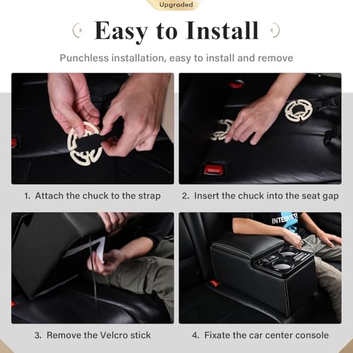 Coverado Car Center Console, Universal Rear Bench Seat Console, Back Seat Car Organizer, Automotive Center Console with Cup Holder & Phone Holder, Central Armrest Box (Update, Black) - color: Black, style: Update