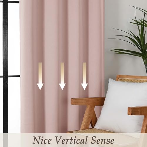 Gwine Valentine's Day Blush Pink Blackout Curtains 96 Inch Length, Room Darkening Energy Saving Black Out Curtains for Living Room, Window Treatment Drapes with Rod Pocket, Each 40" Wx96 L, 2PCS - color: Blush Pink, size: 40"W x 96"L (Pack of 2)