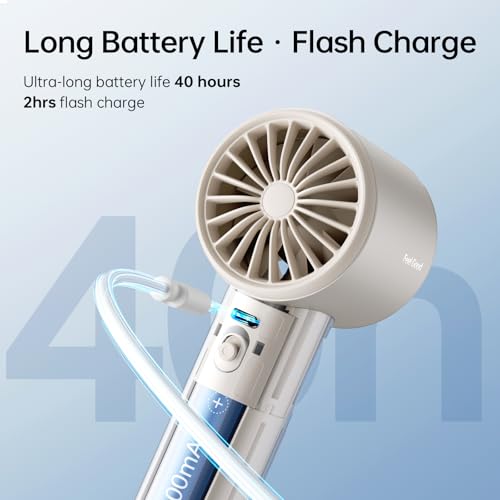 JISULIFE Portable Fan Pro 2026, 40Hrs Max Cooling Personal Handheld Fan with LED Display,Metal Shell,9600RPM Powerful,5000mAh battery,Travel Essentials Gifts for Women, Men-Light Brown - color: Light Brown