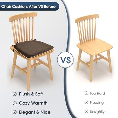 TushGuard Chair Cushions, 4 Pack Memory Foam Chair Pads, Seat Cushion, Kitchen Chair Cushions Set of 4, Anti-Slip Backing & Fixed Straps,Brown - color: Brown