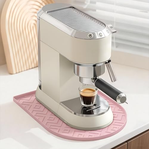 Silicone Coffee Mat,15.8"x 11.8"in Bar Mat for Countertop,Heat-Resistant,Non-Slip,Leak-Proof,Fit for Coffee Maker/Espresso Machine-Pink - color: Pink, size: 15.8" x 11.8"