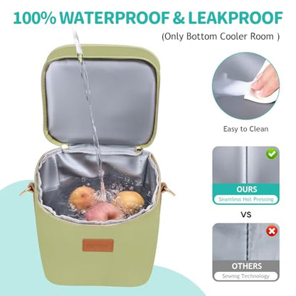 PIIOSER Breastmilk Cooler Bag with Ice Pack Fits 6 Baby Bottles Up to 9 Ounce, Insulated Baby Bottle Tote Bags, Double Layer Waterproof Leak-Proof with Shoulder Strap for Nursing & Working Mom (Green) - color: Green