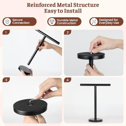 T-Shape Bath Hand Towel Holder Stand, Stainless Steel Free Standing Hand Towel Rack, for Bathroom Kitchen & Countertop, Matte Black, 2 Pack - color: Black-2 Pack