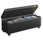 VASAGLE EKHO Collection - Storage Ottoman Bench, Entryway Bedroom Bench, 25 Gallons, Synthetic Leather with Stitching, Mid-Century Modern, Safety Hinges, Loads 660 lb, Ink Black ULOM075B01 - color: Ink Black, style: 25-Gallon Storage Bench