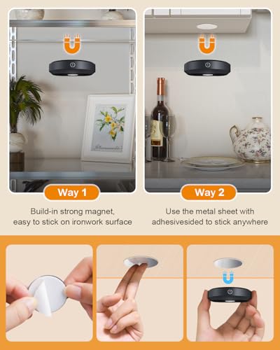WILLED RGB Under Cabinet Lights,Rechargeable Puck Lights with Remote Control, Wireless Push Light with Timer Function,Dimmable LED Touch Tap Light for Kitchen,Cabinet,Closet, Counter,3 Pack - color: RGB Multicolor