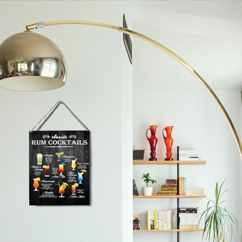 wall-pediments MP 482 Classic Rum Cocktails Guide Plaque, 6.7 x 10 Inches Home Bar Decor - color: Generic 9967