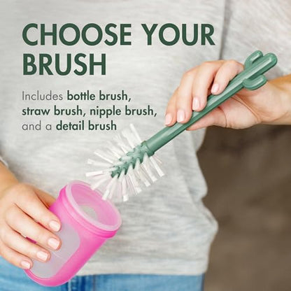 Boon Cacti Replacement Set - Bottle, Straw Brushes, Nipple, Detail - Non Toxic, Durable Nylon, Multicolor, 4 Count - size: 4 Piece Set, style: Terracotta Replacement Brush