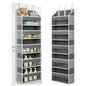Over the Door Organizer with 5 Large Pockets and 10 Mesh Side Pockets, Hanging Organizer with Clear Windows 44 lbs Weight Capacity for Bedroom, Bathroom, Pantry, Nursery Dark Gray