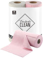 Fantasticlean Kitchen Towels - 40 Sheets - Reusable Washable Dishcloth Rolls, Super Absorbent, Premium Microfiber Cleaning Cloths, 10'' by 10'' (Pink,Grayish) - color: Pink and Grayish