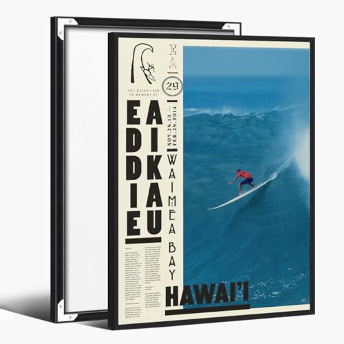 Retro Surfer Wall Art 2013 Surf Contest Poster Print Vintage Aesthetic Room Decoration Summer Beach Canvas Posters Surfer Artwork for Beach Lovers 12x18inch black framed - color: style-3, size: 12.2L" x 18.2W"