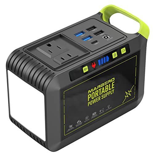 MARBERO Portable Power Station 88Wh Camping Lithium Battery Solar Generator Fast Charging with AC Outlet 120W Peak Power Bank(Solar Panel Optional) for Home Backup Outdoor Emergency RV Van Hunting - color: Green