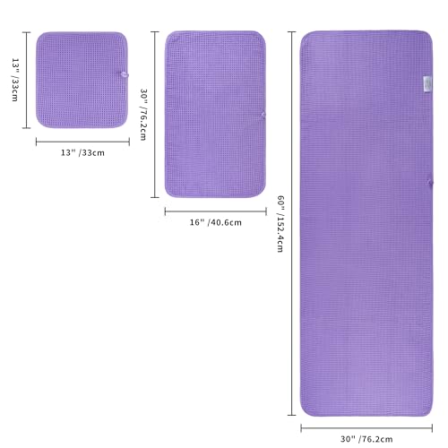 POLYTE 430 GSM Microfiber Quick Dry Lint Free Oversize Bath Towel Set, 6 Piece (Waffle Weave) - color: Purple