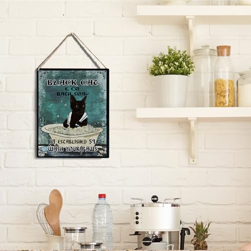 wall-pediments MP 468 Black Cat & Co. Bath Soap 1959 Striped Cat Plaque, 6.7 x 10 Inches Funny Cat Bathroom Decor - color: Generic 9953